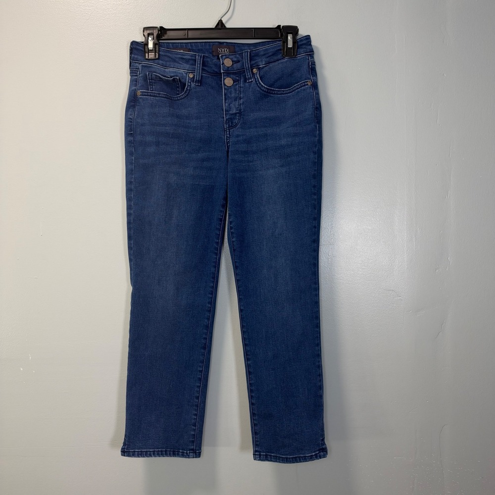 NYDJ Sheri Slim Ankle Jeans Blue Wash Lift Tuck Button Fly Petite 2P